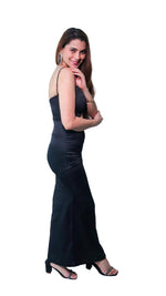 Striking Cutout Floor-Length Black Dress