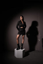 Lycra Mini Dress with Attached Coat Overlay