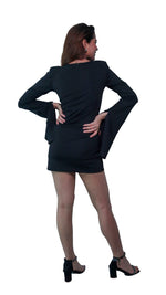 V-Neck Long Sleeve Black Dress