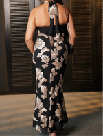 Black mesh halter neck dress