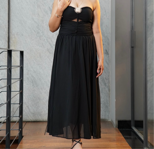 Black A- Line Long Dress