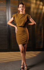 Green waist cutout dress