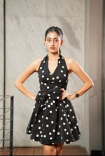 Black Halter Polka Dot Dress