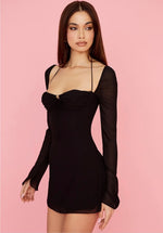 Full sleeves Black halter dress
