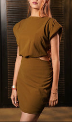 Green waist cutout dress