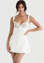 White Lace Detail Mini Dress