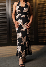 Black mesh halter neck dress