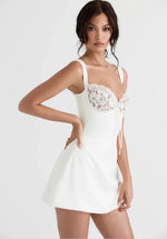 White Lace Detail Mini Dress