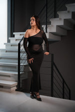 Mesh long dress with tube