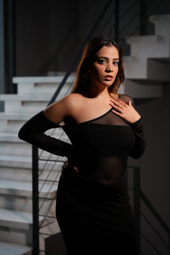 Mesh long dress with tube
